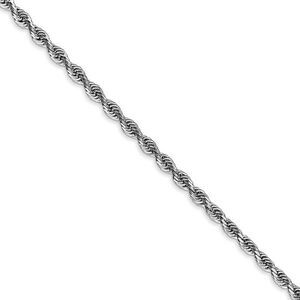 2.75mm 10k White Gold D/C Quadruple Rope Chain Necklace, 22 Inch